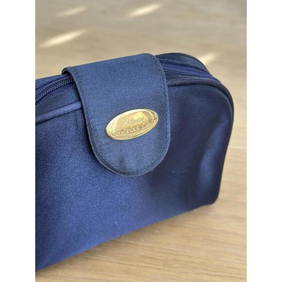 Vintage Christian Dior Parfums Navy Cosmetic Bag Makeup Travel Pouch Zip Case - Picture 2 of 7